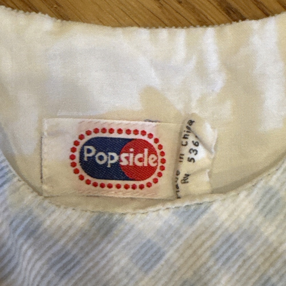Vintage Boys Overall 18 Months Blue Plaid Corduroy Boy Bike Embroidered Longall - Picture 5 of 9